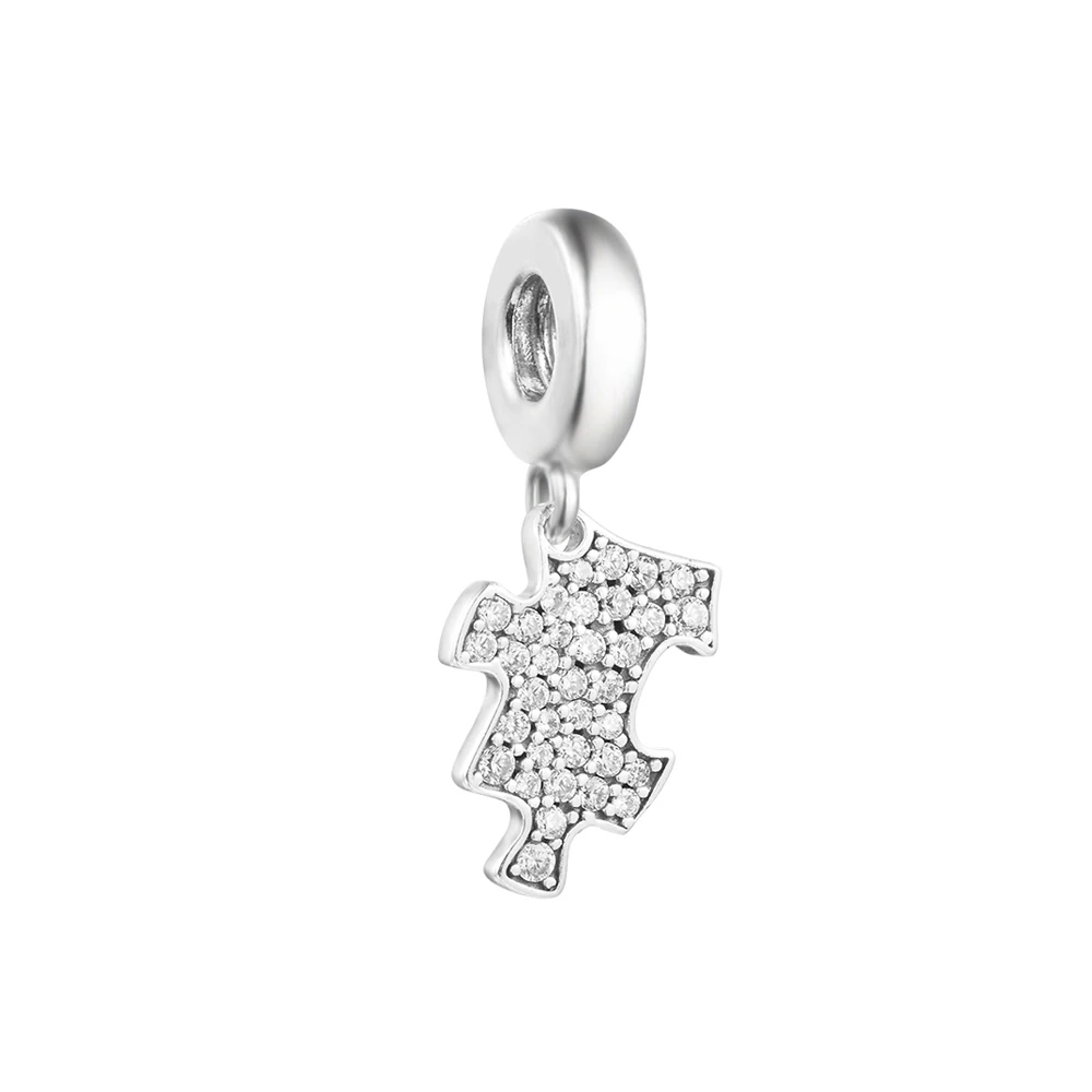 

CKK Authentic 925 Sterling Silver Beads for Jewelry Making Clear CZ Sparkling Puzzle Piece Dangle Charms Women DIY Gift 2022 New