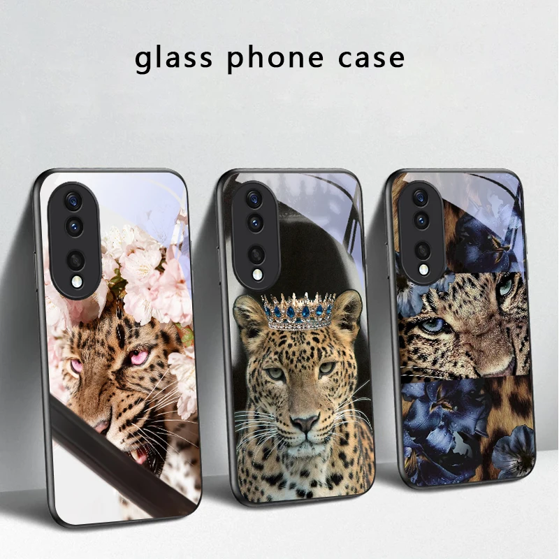 Flower Leopard Shadow For Honor X5 Plus X30 X9c Smart X5b X9a X30 Max X50i 30 Pro 50 Pro 70 90Smart 200 Lite Glass Phone Case