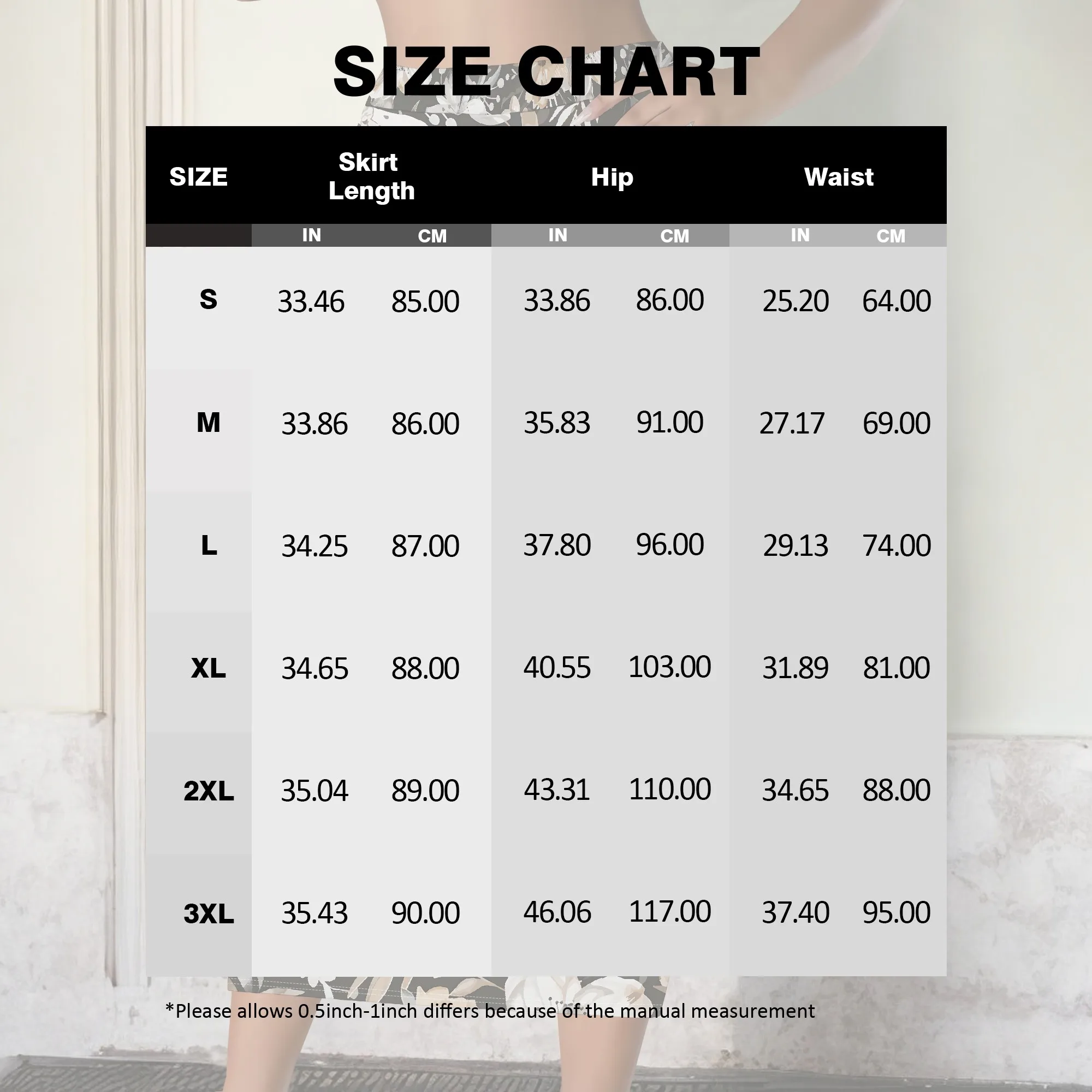 Blumendruck, Midirock, Schwarze Basis, Beige Blumen, Hohe Taille, Bleistiftschnitt, Bürokleidung, Party-Outfit, S-2XL – Detail 7