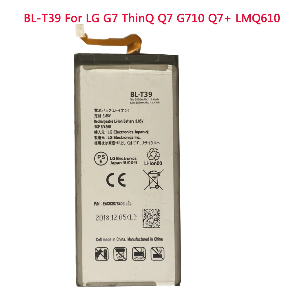 

High Quality BL-T39 Battery 3000mAh For LG G7 G7+ G7ThinQ LM G710 ThinQ G710 Q7+ LMQ610 BLT39 Mobile Phone Bateria Fast Shipping