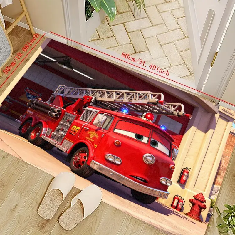 

1 шт., коврик для детской комнаты с рисунком пожарной машины, 80x50 см/31,5x19,7 дюйма, коврик с анимированной пожарной машиной для мальчиков, декор игровой комнаты в спальне, нет