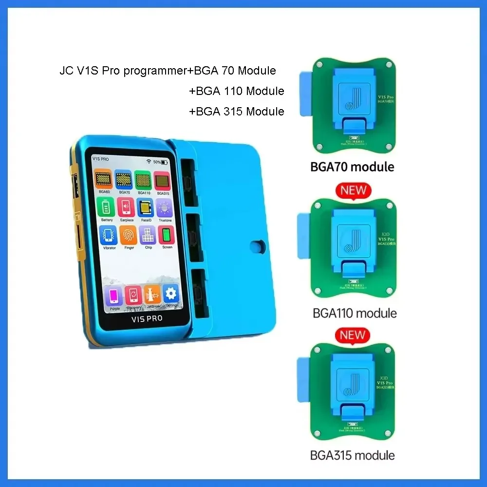 مبرمج JCID V1S PRO V1SE مع BGA110 BGA70 لهاتف IPhone 6-14 ProMax Nand Flash قراءة تنسيق الشاشة أدوات إصلاح النغمة الحقيقية