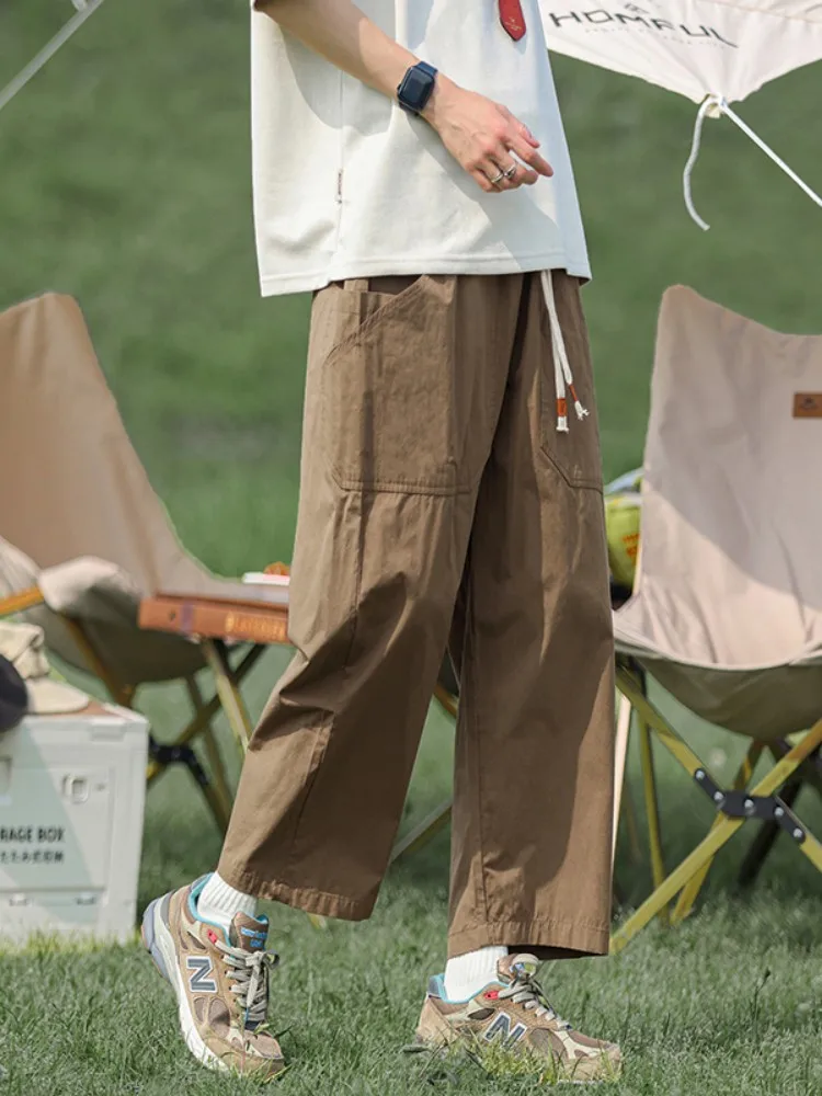 

Летние тонкие мужские повседневные брюки прямого кроя, свободные, универсальные, спортивные, модные, молодежные, стильные