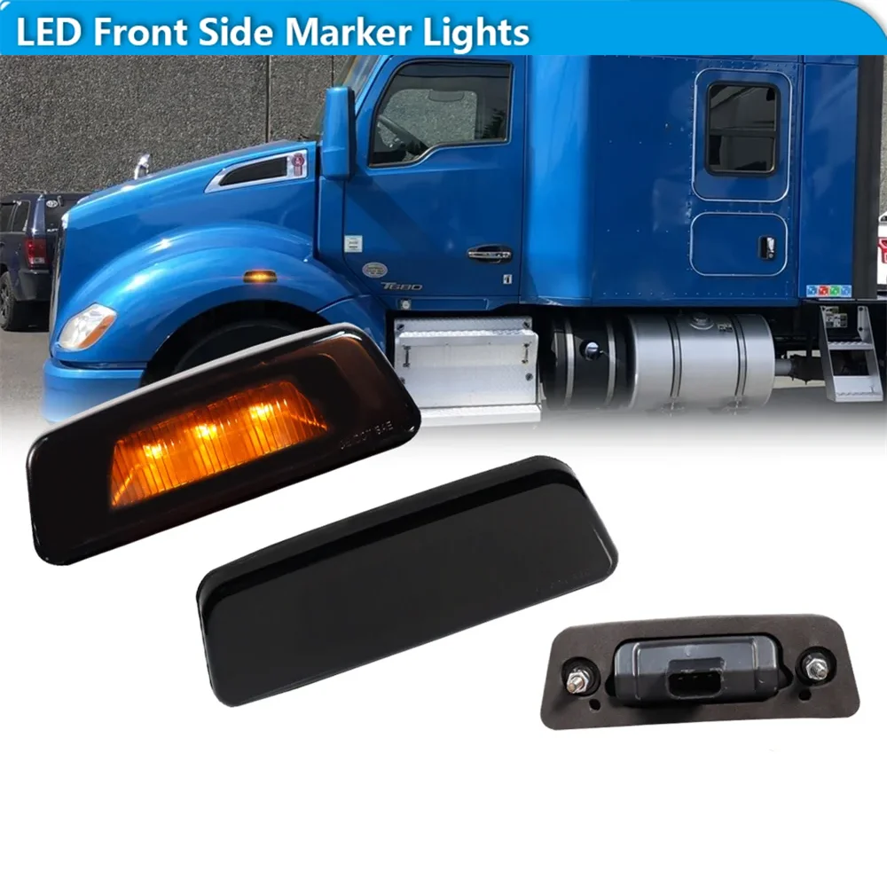 

Для Kenworth T680 T700 T880 Peterbilt 577, комплект задней оси, янтарный светодиодный автомобиль, переднее колесо, крыло, боковые габаритные огни, указатели поворота