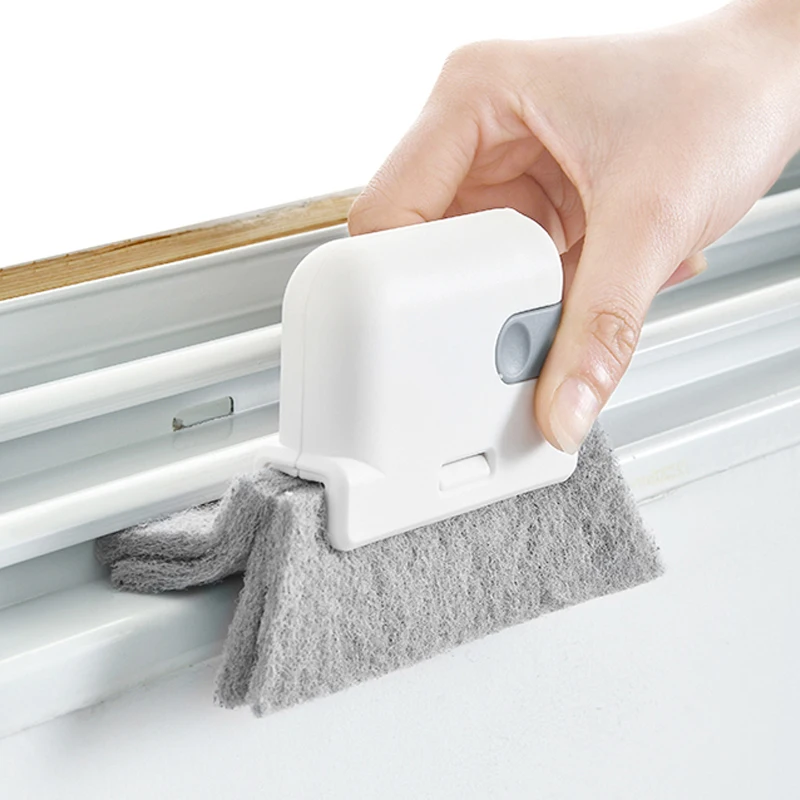 Hand-held Window Groove Cleaning Tools Sliding Door Track Floor Gap Cleaning Brush Kitchen Bathroom Window Slot Cleaner Cloth