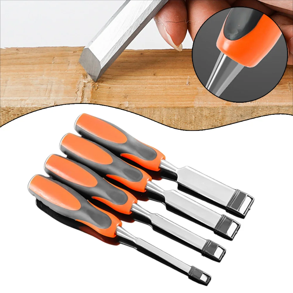 4PCS 6-25mm Wood Chisel Set Threaded Handle Flat Spatula Flat Chisel Carving Tools For DIY Working Carpenter Woodworking Tools