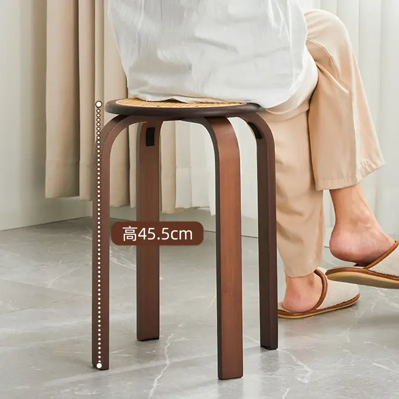 Modern Simple Restaurant Stool Household Stackable Storage Round Stool High Stools Chair Dining Table Stool Low Stools A571