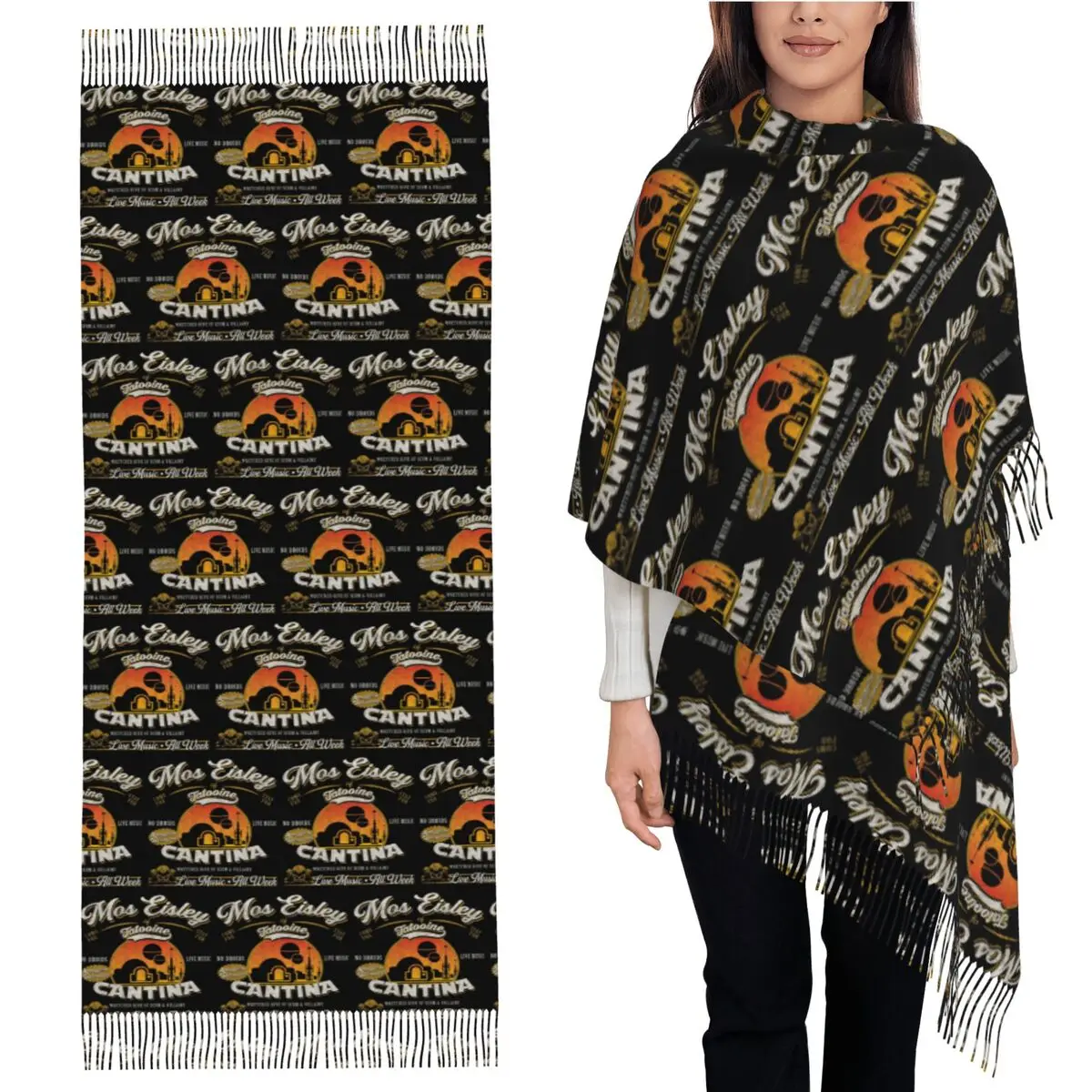 

Mos Eisley Cantina Tatooine Dk Scarf Tassel Scarves for Women Soft Warm Shawls and Wraps Long Fall Winter Shawl Wrap