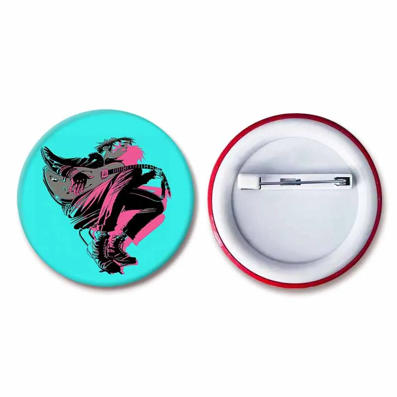 Virtual Singer Gorillaz Band Lapel Brooch Round Enamel Pin Russel Hobbs Murdoc Niccals 2-D Noodle Cartoon Badge Bag Accessories