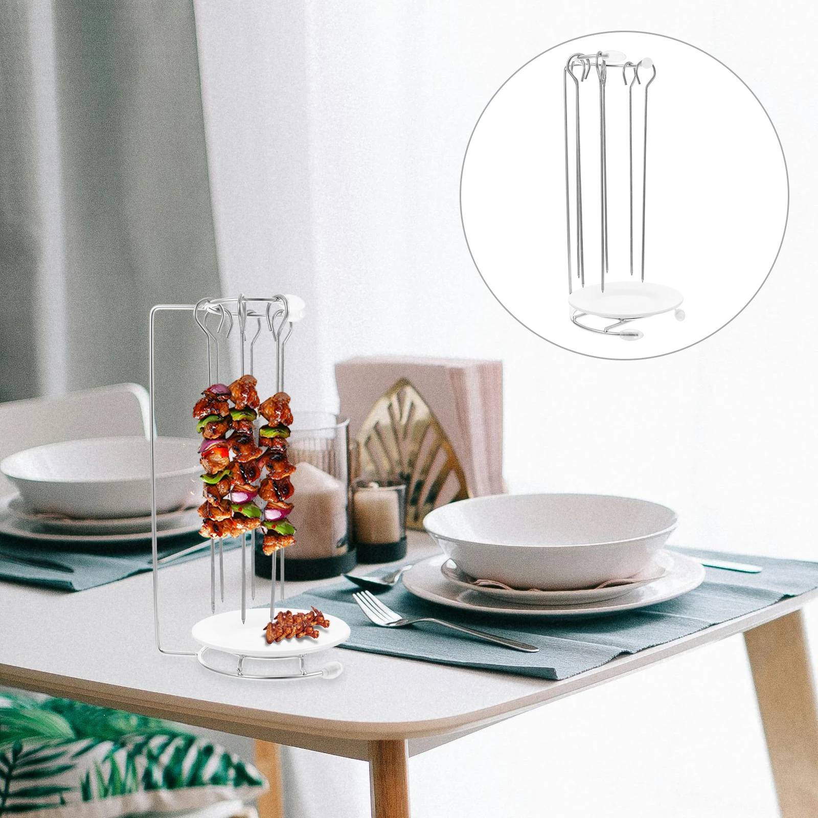 

Kebab Hanger Barbecue Hanging Racks BBQ Grilled Meat Skewer Sticks Kabob for Skewers Stand