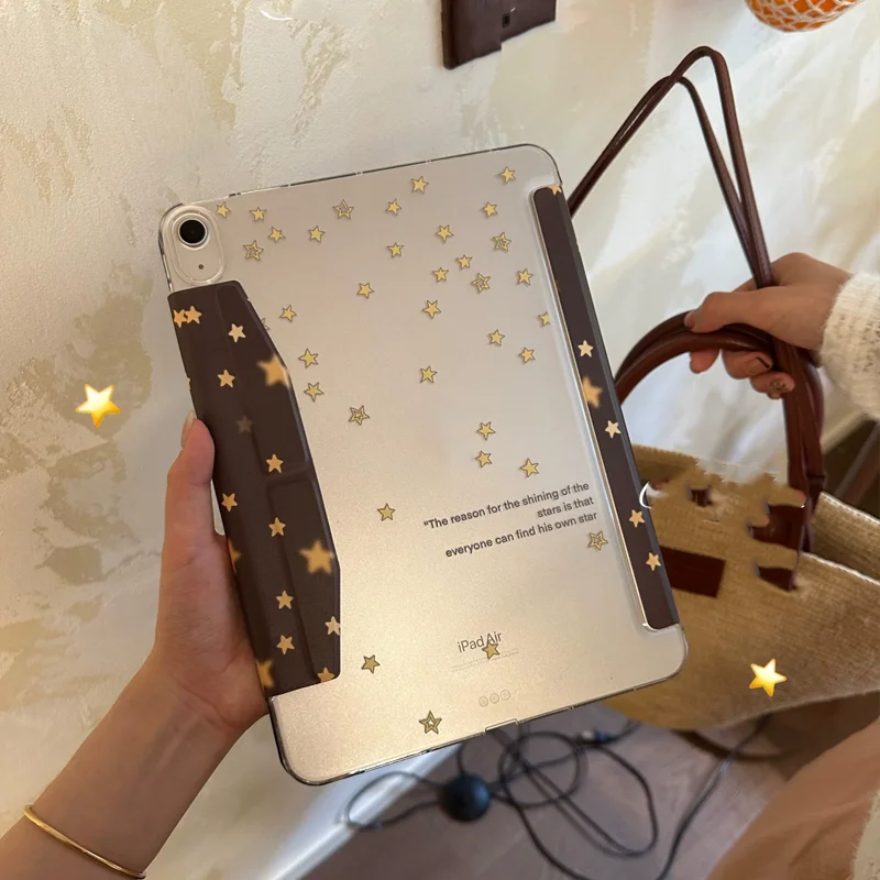Vintage Coffee Colored Autumn Winter Star For iPad Cover Pro Air M5 M4 M3 M2 2 1 11th A16 12.9