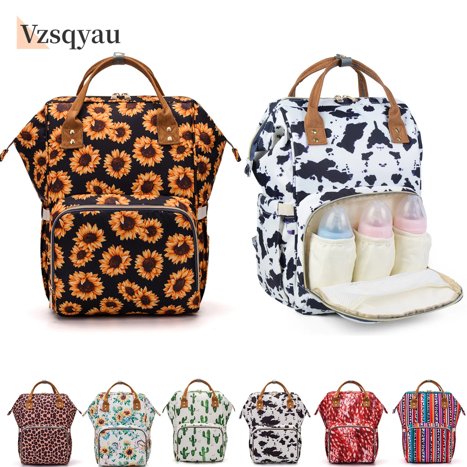 

New Fashion Oxford Multi Functional Wear Resistant Insulation Large Capacity Zipper Mommy Bag Backpack for Travel Diaper Bags