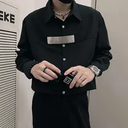American Casual Loose Shirts Men's Clothing Solid Color Basic Spring Autumn Lapel Stylish Spliced Commute Single-breasted Shirts
