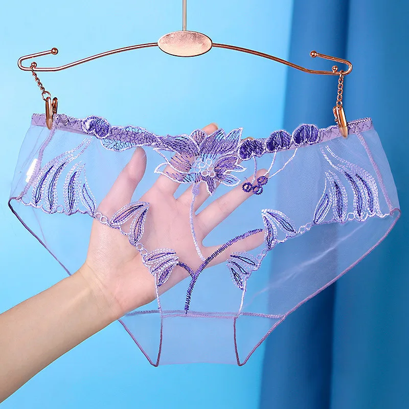 Sexy Spitze Höschen Slips Mesh hohle Blumen stickerei niedrige Taille transparente weibliche Dessous ultra dünne Frauen nahtlose Unterwäsche