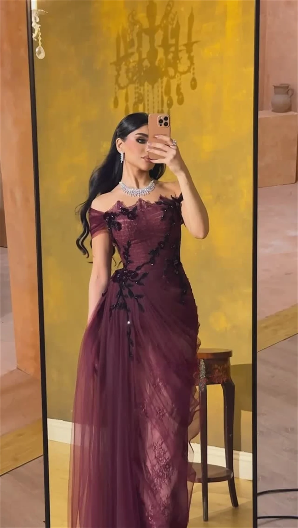 Mila Red Off the Shoulder A-Line Party Dresses Tulle Lace Embroidery Prom Dresses Floor-Length Evening Dresses Customized 2025 image 2