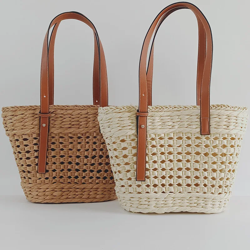 

Straw bag women's 2024 new hollowed-out handwoven bag literary style shoulder portable seaside vacation beach bag