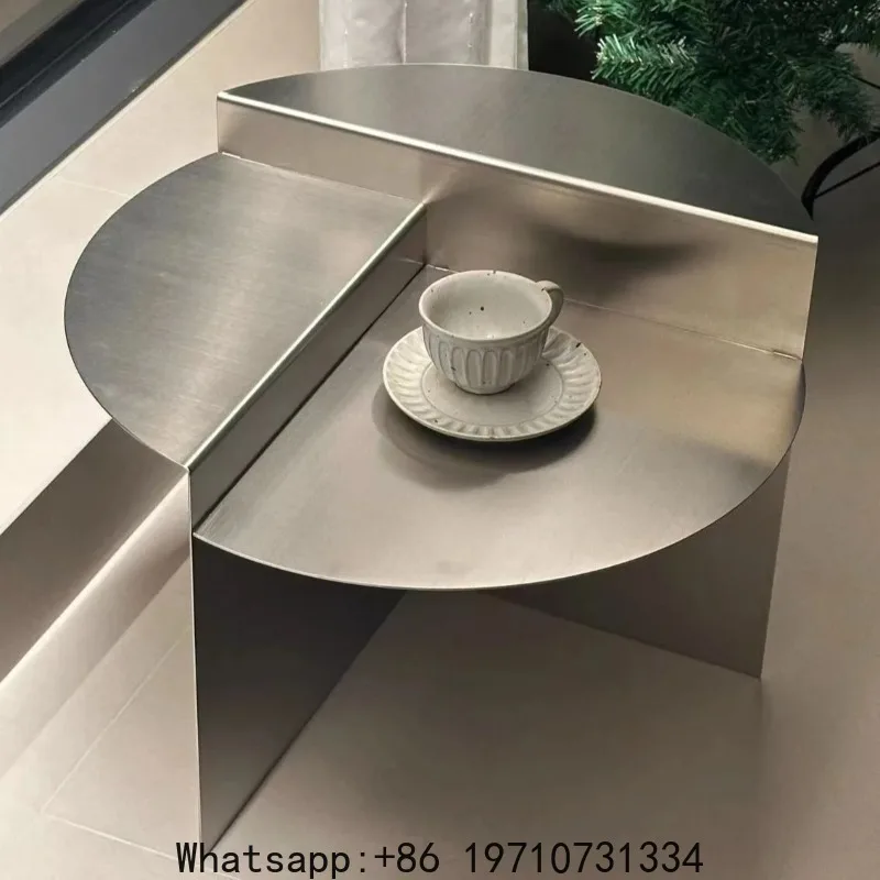 

Nordic Creative Small Table Living Room Light Luxury Stainless Steel Coffee Tables Cafe Leisure Dining Table Photo Props Tables