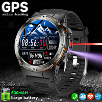 2025 New Outdoor Military Infrared light Smart Watch Men GPS trackr IP68 NFC Bluetooth call Health monitoring Sports Smartwatchs