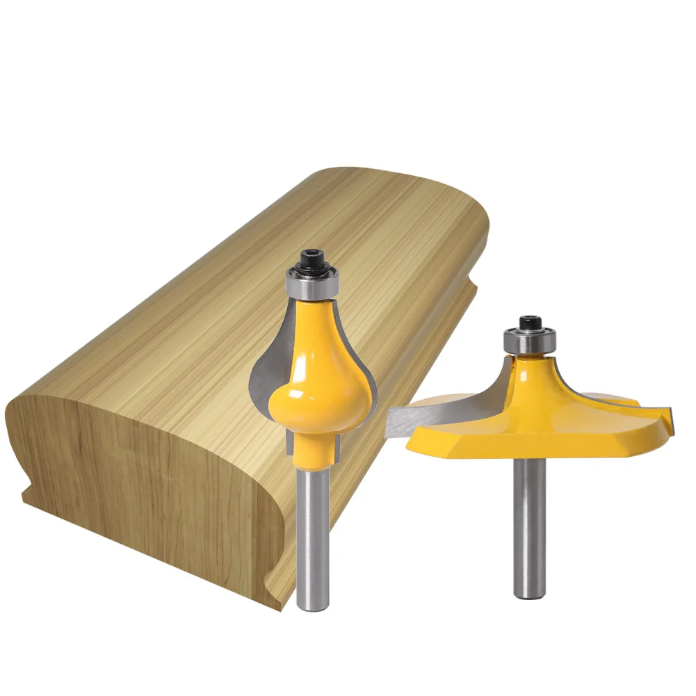 2PC/Set 8MM Shank Milling Cutter Wood Carving Handrail Router Bit Set - Standard/Bead Woodworking Tenon Cutter for Woodwork Tool