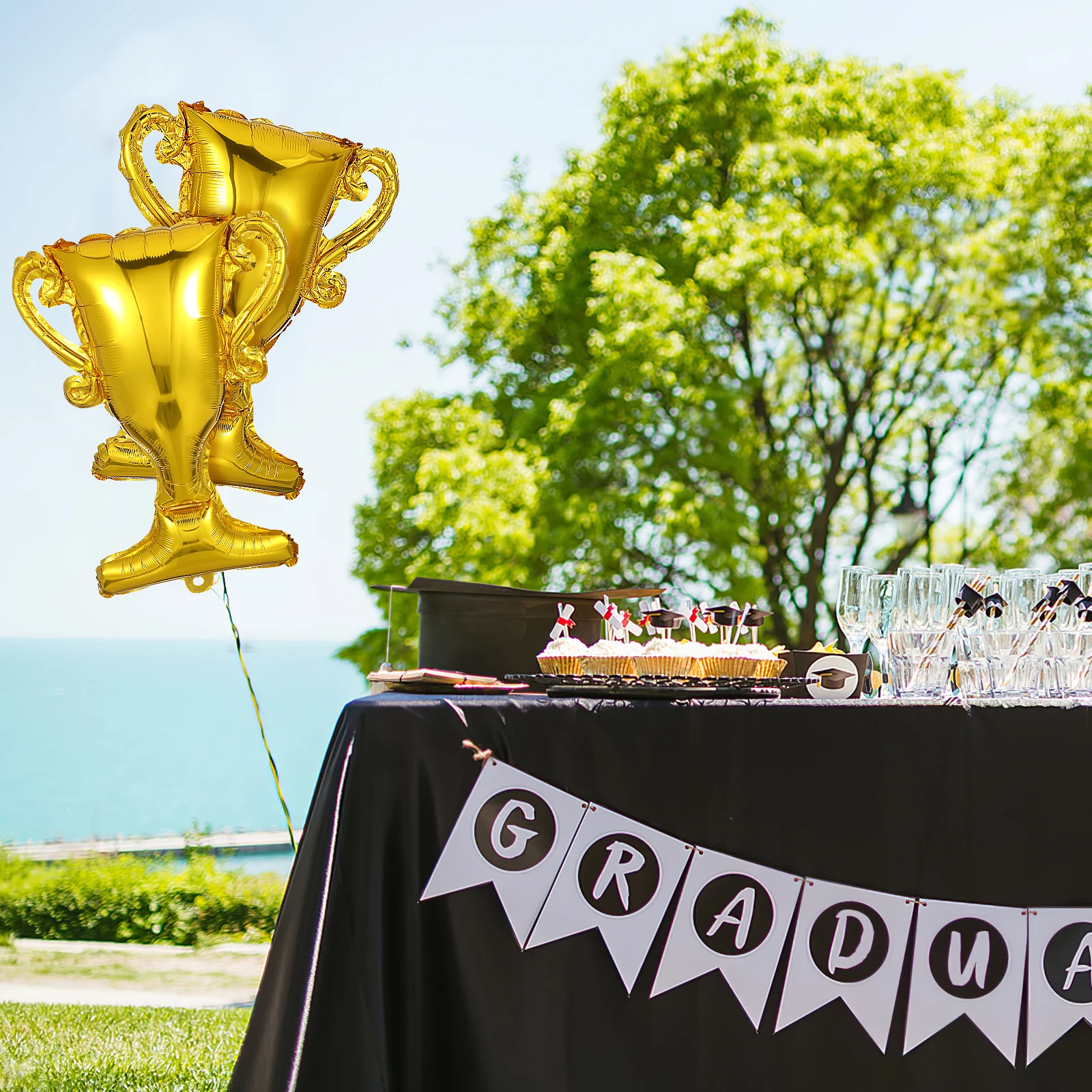 

Senior Trophy Balloon Sports Foil Balloons Cake Gold Shaped Golden Aluminum Film