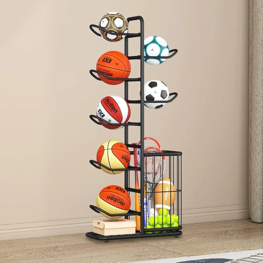 

7Ball Sports Equipment Storage Rack with Ball Holder and Basketball Rack for Athletic Gear Organizer Ideal for Storing Soccer B