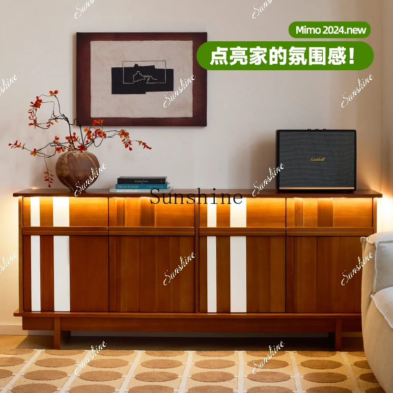 

Medieval style all-solid wood small apartment living room bedroom integrated locker against the wall FT