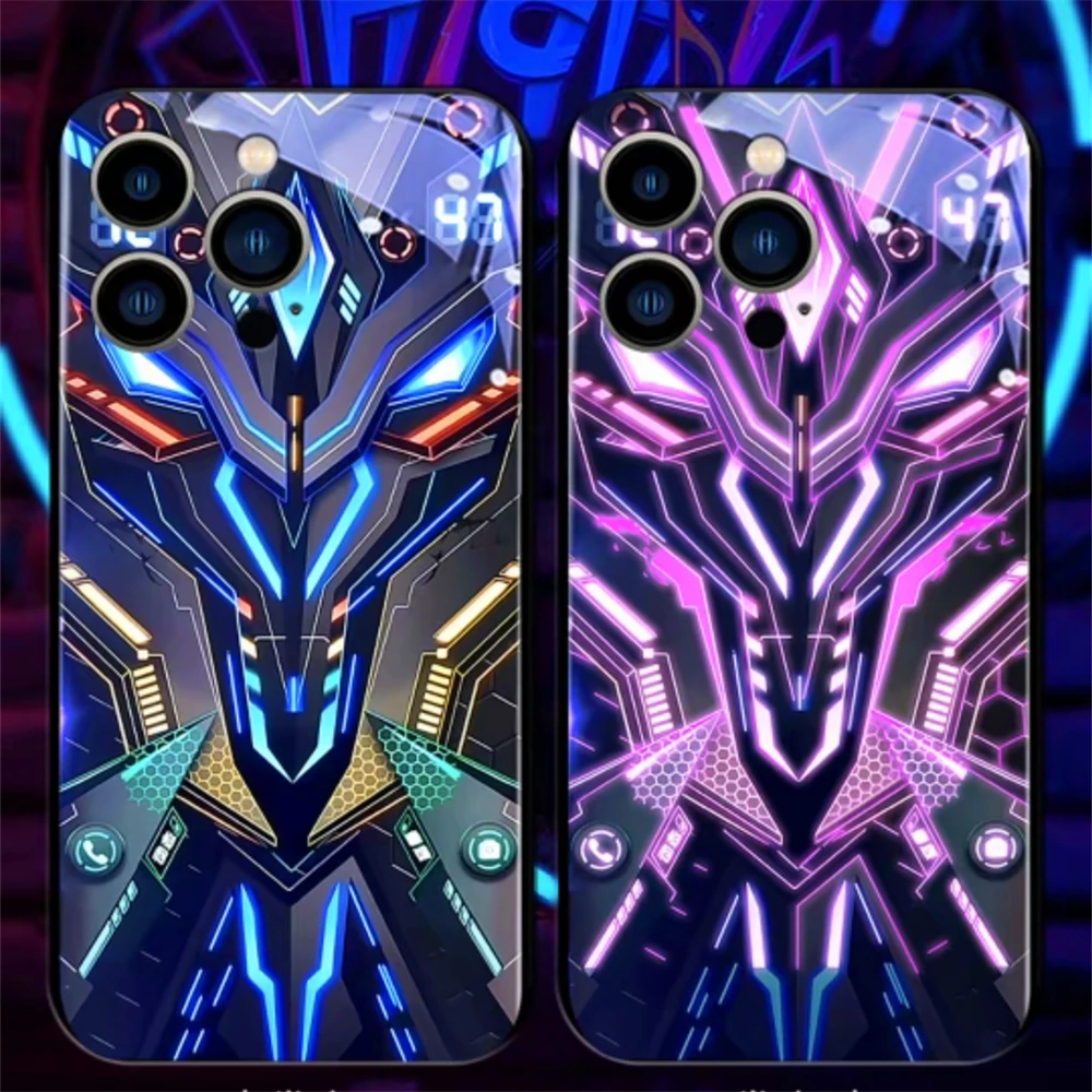 Mech Armor Panda Design Sound Control LED-Blitzlicht-Hüllen Leuchtende Glasabdeckung für Samsung S26 S25 S24 S23 S22 S21 S20 FE Plus Ultra – Detail 33