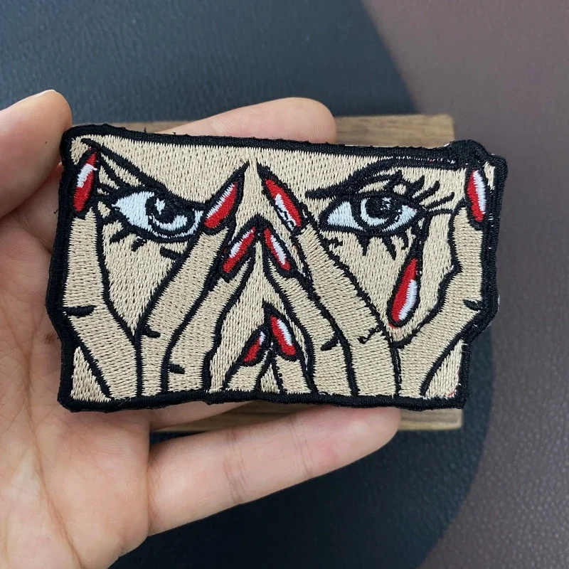 Anime Girl's Eyes Embroidery Morale Badge on Backpack Hook&Loop Patch Sexy Girl Hot Melt Adhesive Tactical Patches for Clothes