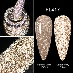 FOUR LILY 7ml Odblaskowy żelowy lakier do paznokci Champaign Gold Silver Nail Art Półtrwały lakier żelowy UV LED do manicure