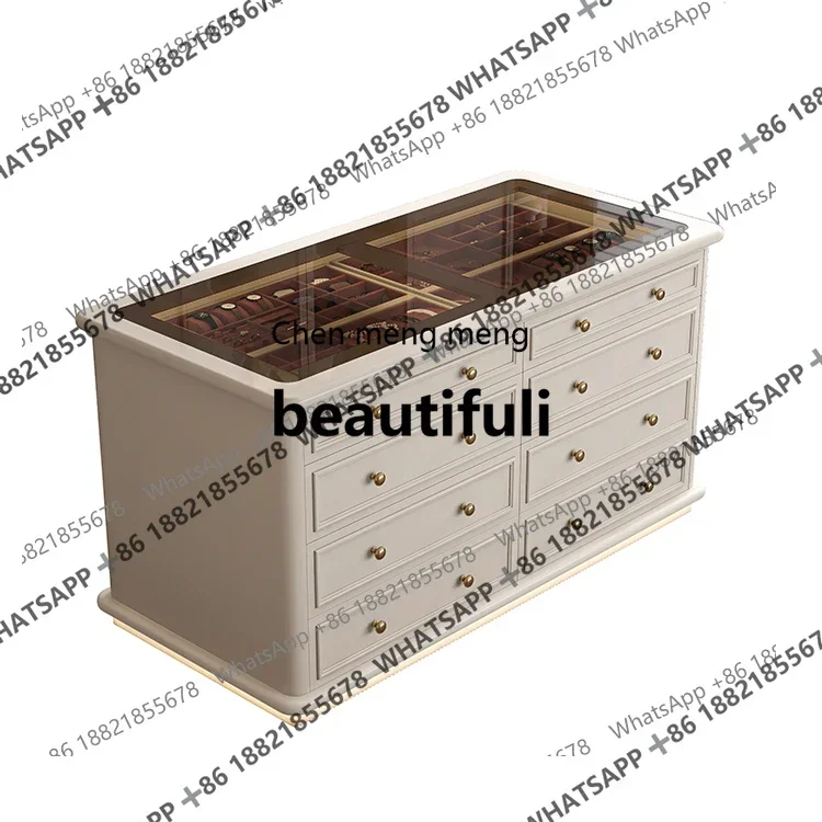 

ZJFrench Cloakroom Jewelry Cabinet Jewelry Storage Cabinet Jewelry Nakajima Terrace Double-sided Display Chest