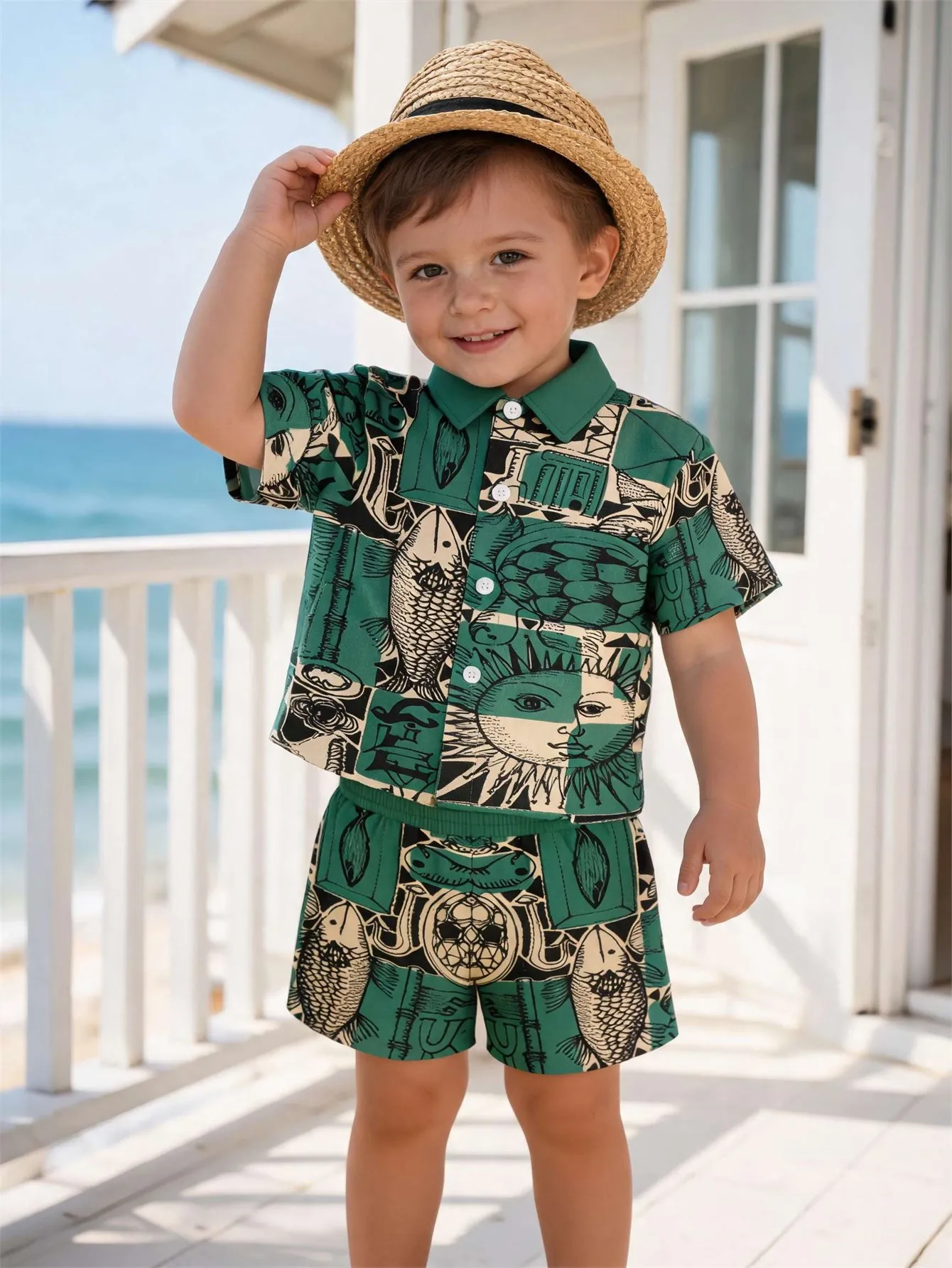 Baby boy shirt short sleeved shorts set summer style breathable, sweat absorbing, quick drying fabric comfortable and versatile