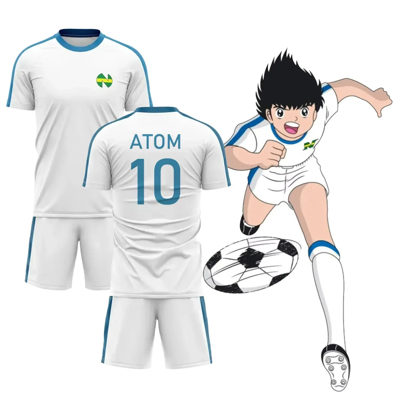 Capitán Tsubasa Anime 3D impreso de talla grande hombres camiseta Cosplay deportes de secado rápido transpirable personalizado camiseta de fútbol conjunto de pantalones cortos