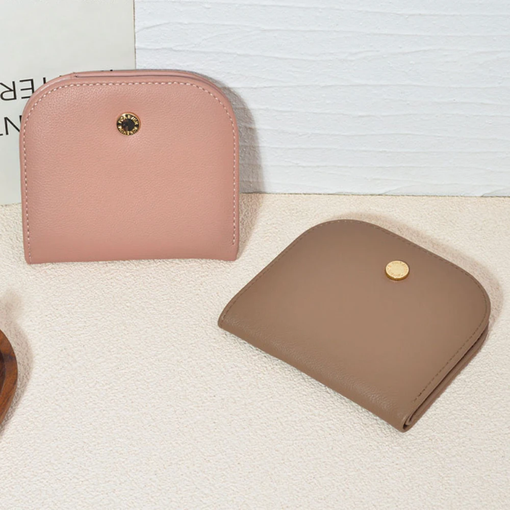 Ultra-Thin Wallet Women Simple PU Leather Short Purse Solid Color Coin Purse Multi-slot Card Holder Girls Lovely Compact Wallet