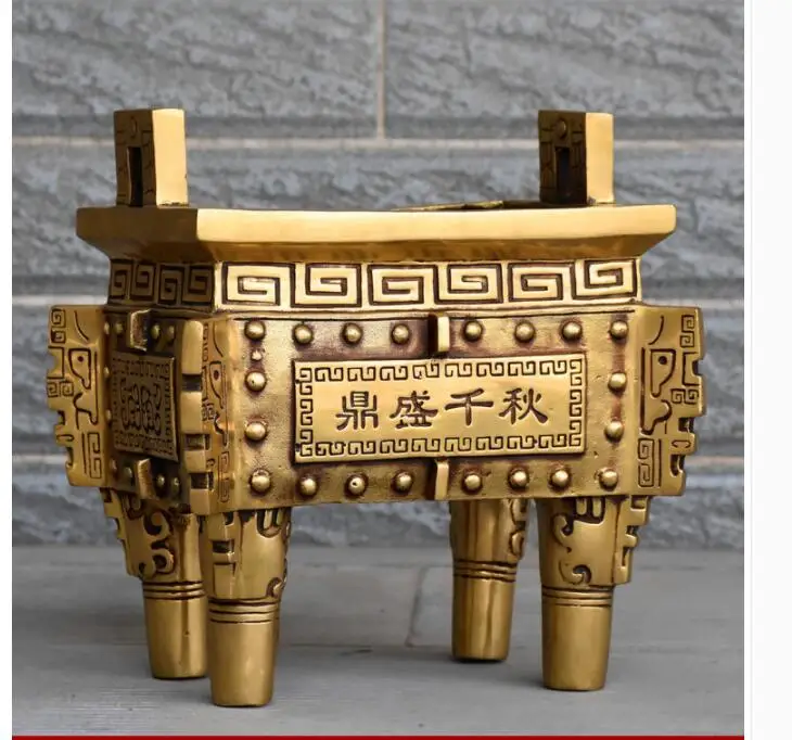 TOP GOOD 24CM Large - HOME Company shop  fortune Mascot Money Drawing FENG SHUI lucky gilding bronze tripod censer statue