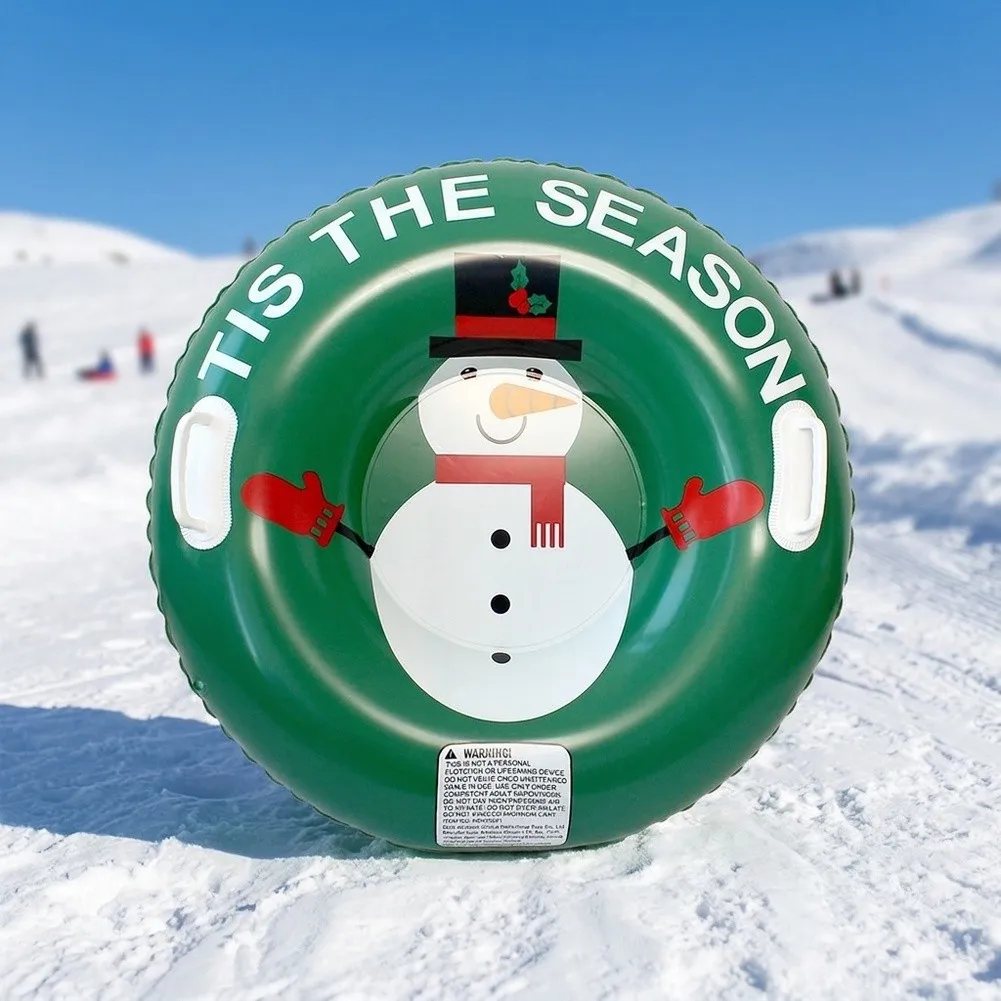 Inflatable Snow Tube Designed for Snow Grass and Other Smooth Surfaces with PVC Construction and Handle Support