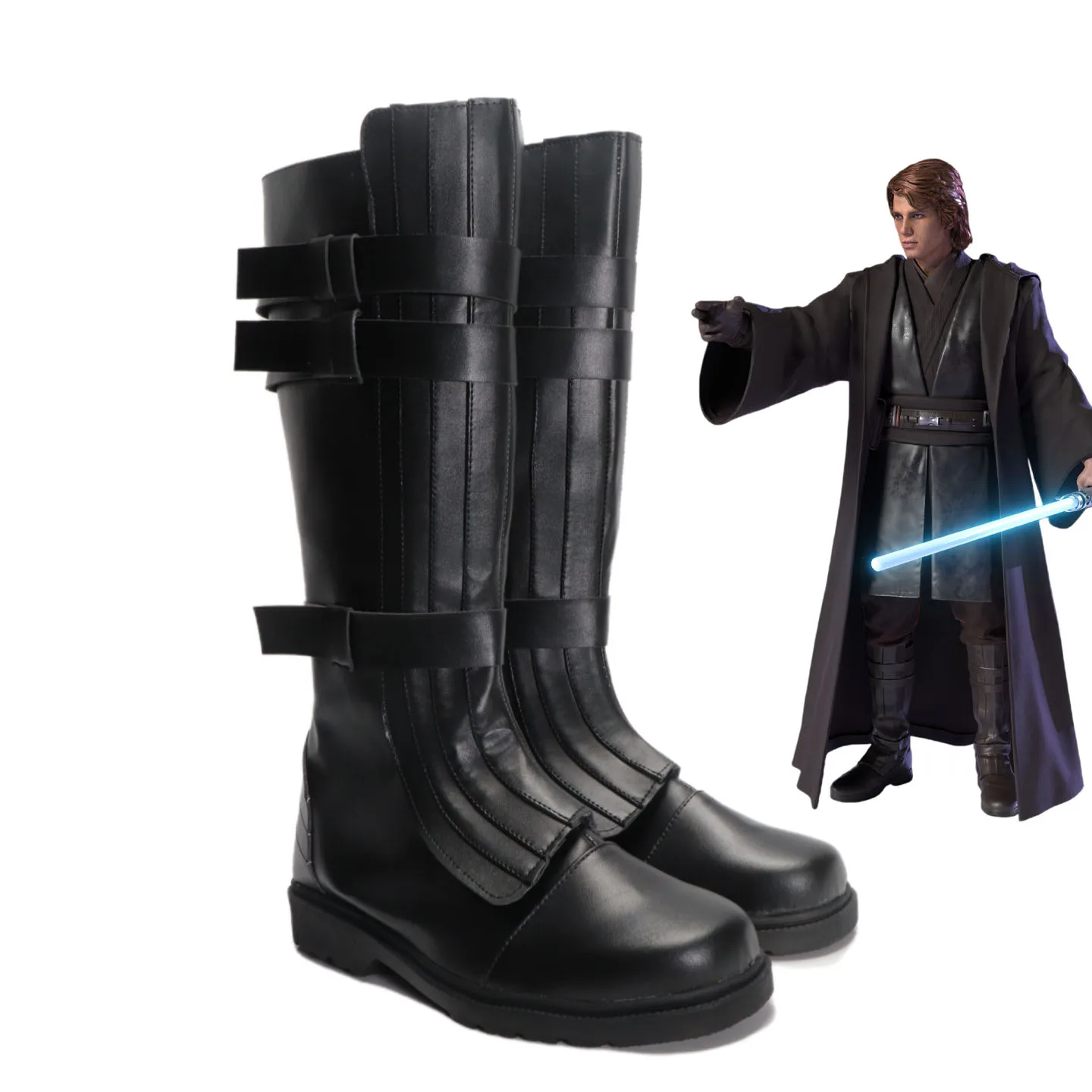 Zapatos de Cosplay de Anime Anakin Skywalker para hombre, botas de fantasía de caballero, zapatos de fiesta de Carnaval y Halloween