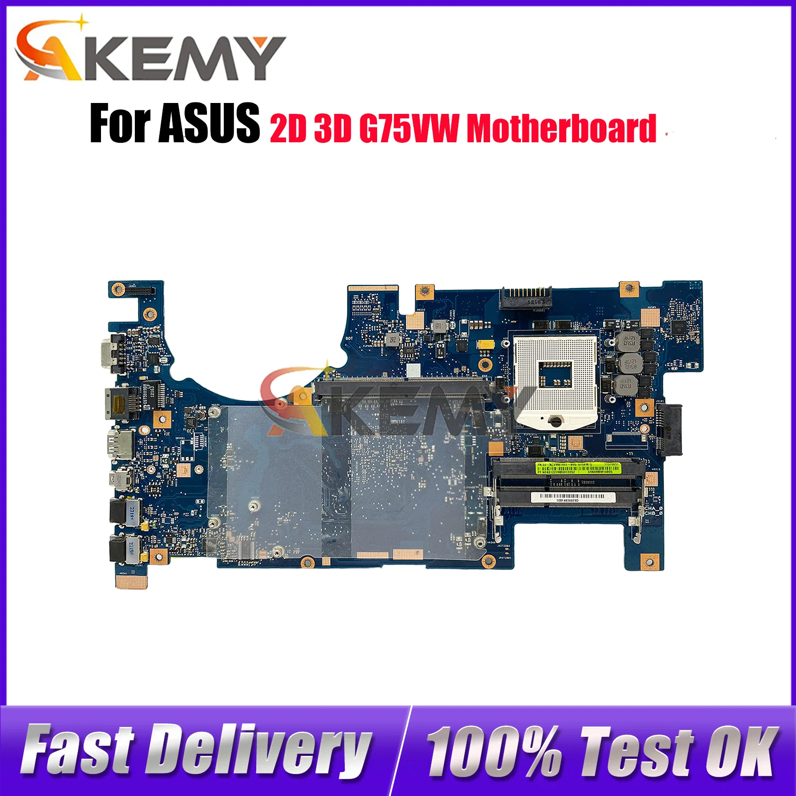 

G75VW 2D Laptop Motherboard For ASUS ROG G75VW G75VX G75V Notebook Mainboard This item is in stock 100% tests OK fast shipping