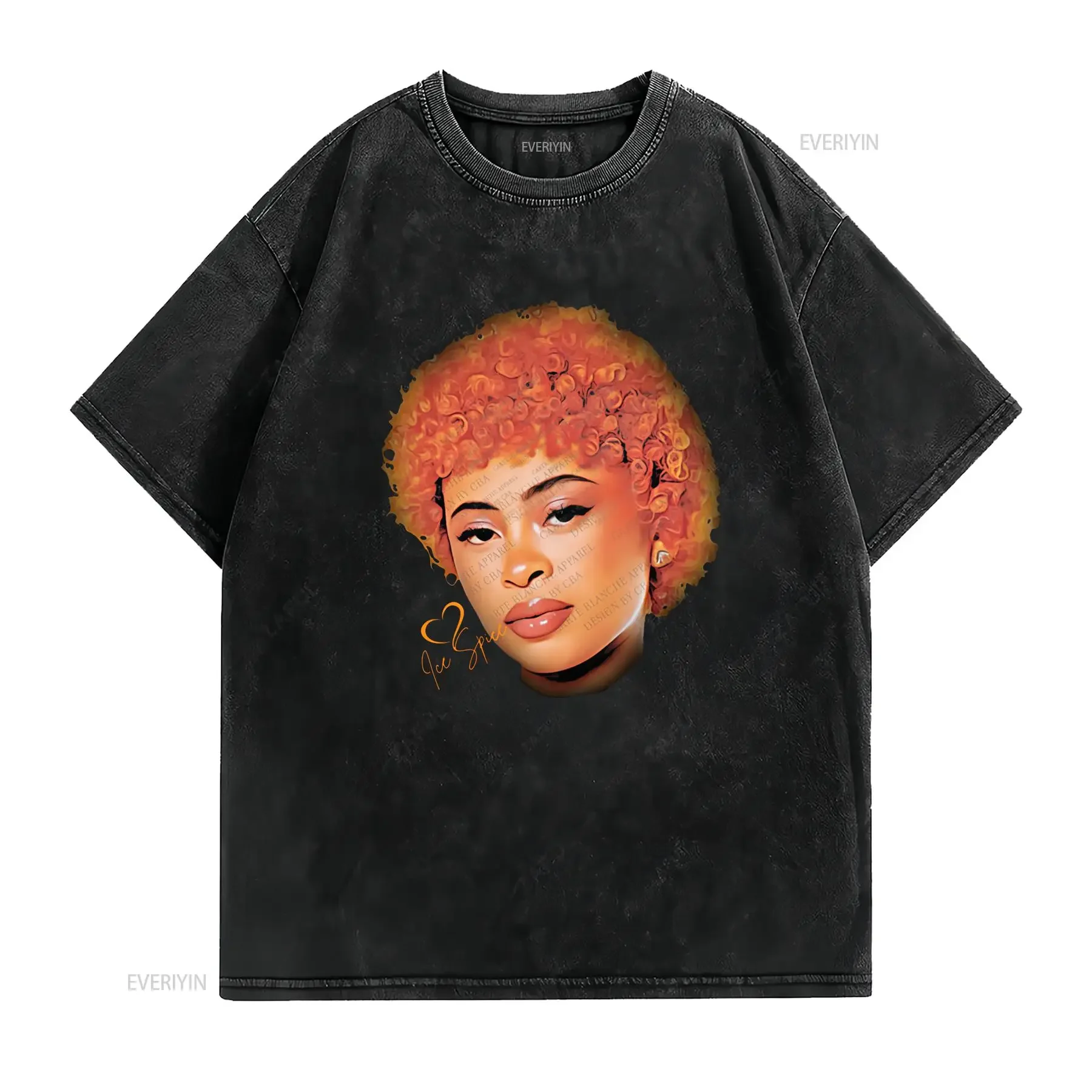Ice Spice T Shirt Munch Female Rapper Big Face New York Rap vintage Washed Slightly Comfortable Casual Stretched homme graphic