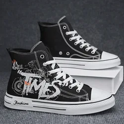 Men Shoes High Top Canvas Shoes Outdoor Breathable Walking Shoes Fashion Lightweight Sneakers Non-slip Flat Casual Shoe Tenis