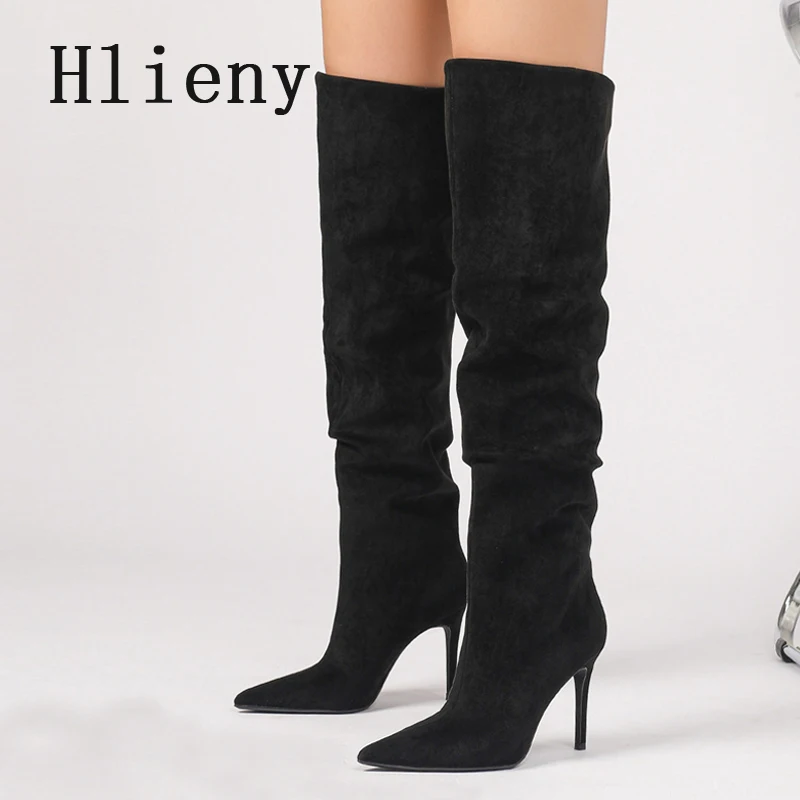 

Hlieny Brown Street Style Winter Pointed Toe Women Thigh High Boots Sexy Thin Thin Heels Female Shoes Punk Vintage Long Booties