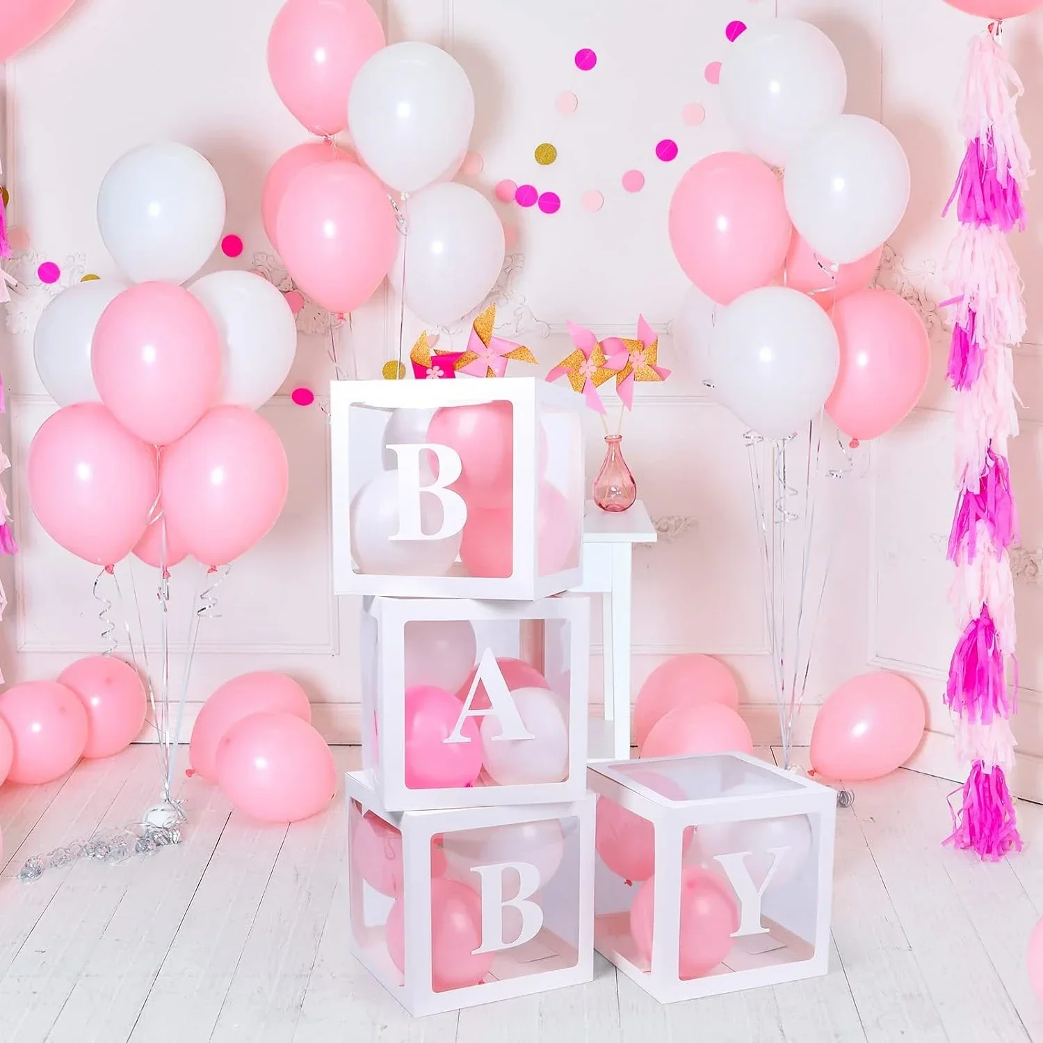 1PC Transparent Letter Baby Shower Box Birthday Wedding Custom Name Balloon Box 1st Birthday Party Decorations Kids Babyshower