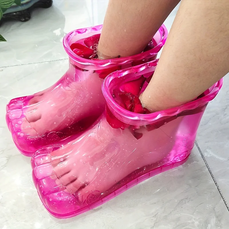 

2pcs/pair Portable Foot Soak Bath Basin for Pedicure and Heat Relax - Blood Circulation Enhancement, Unscented, Non-Electric