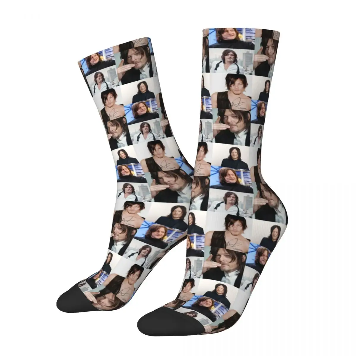 Norman Reedus Sigend Socks Retro Stockings Men Comfortable Outdoor Socks Winter Graphic Non Slip Socks