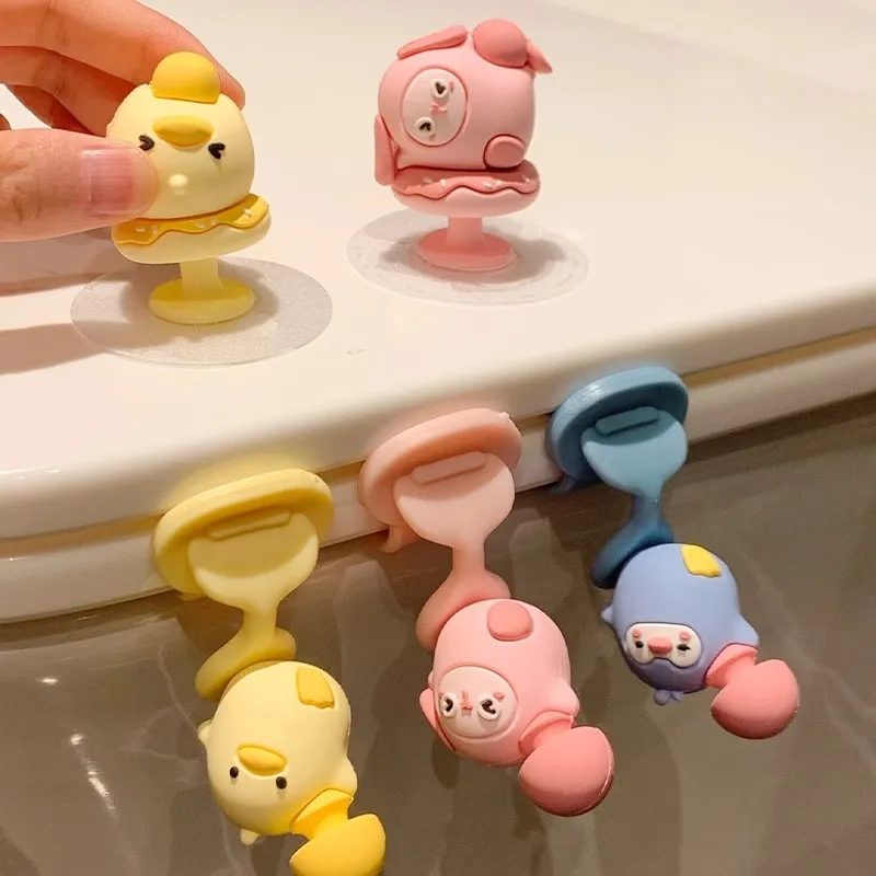 Cute Toliet Lid Lifter Seat Handle Holder Kawaii Toilet Seat Lifter Touch Free Silicone Toilet Lid Handle Bathroom Accessories