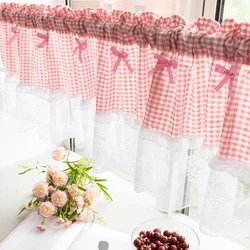 1 Piece, Plaid Lace Short Curtain, Half Curtain, Small Window Curtain, Japanese and Korean Style Decorative Curtain, for Kitchen, Cabinet, Dining Room, Window Curtain Head