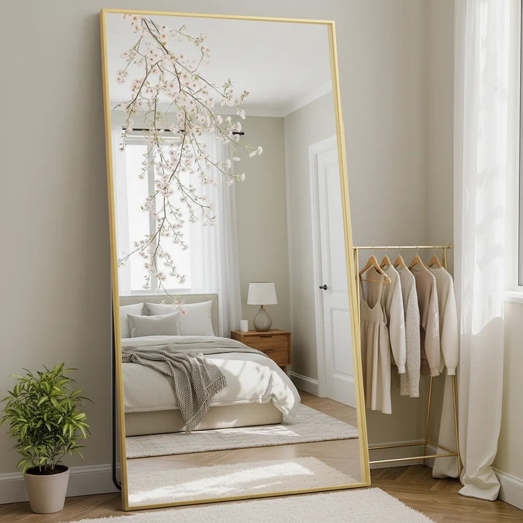 مرآة واقفة بطول كامل مقاس 71 × 26 بوصة، مرآة أرضية حديثة لغرفة النوم، ديكور أنيق للاستخدام اليومي #3