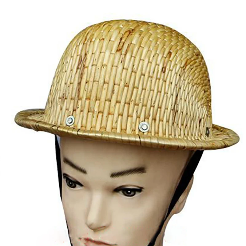 Full Brim Hard Hat Construction Hard Hats, Breathable Men Women Safety Helmet, 6 Point, Bamboo Rattan Weave Design