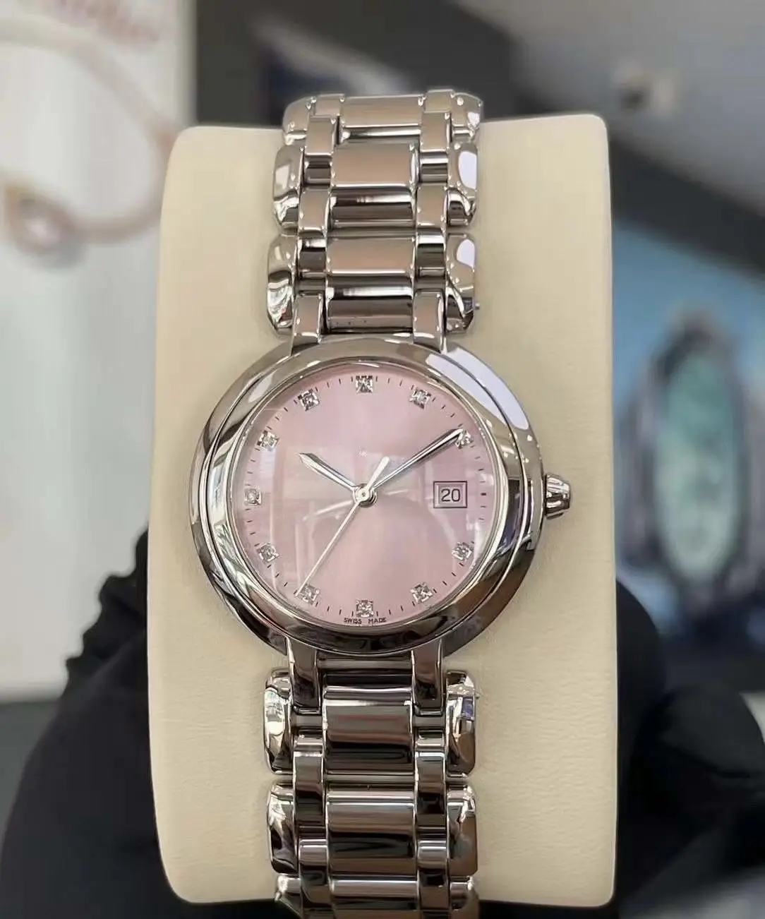 

Women's Luxury Watch | Mother-of-Pearl Dial Diamond Bezel | Stainless Steel Bracelet Wristwatch for Daily/Party
