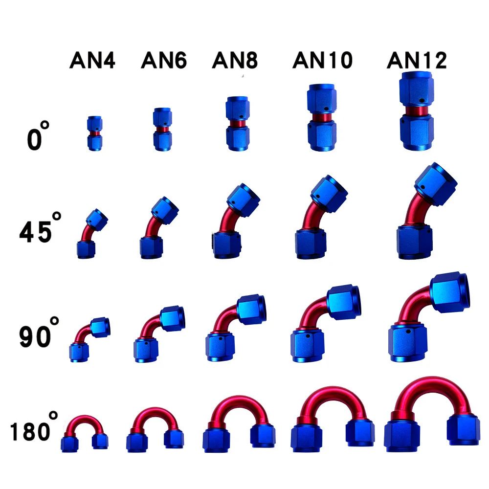 자동차 개조 오일 파이프 오일 냉각 이중 내부 와이어 조인트, 알루미늄 조인트 연결 어댑터 AN4 ~ AN12, 0 ° 45 ° 90 ° 180 °