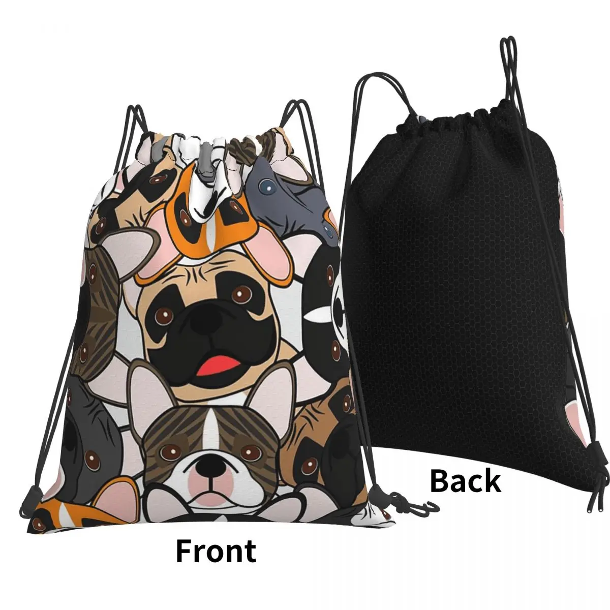 Frenchie Squad Backpacks Fashion Drawstring Bags Sports Bag Book Bags for Man Woman Students
